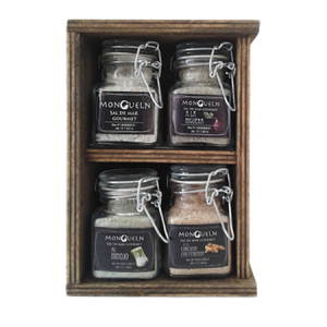 regalos corporativos mongueln saleros gourmet 4 saleros herméticos caja madera